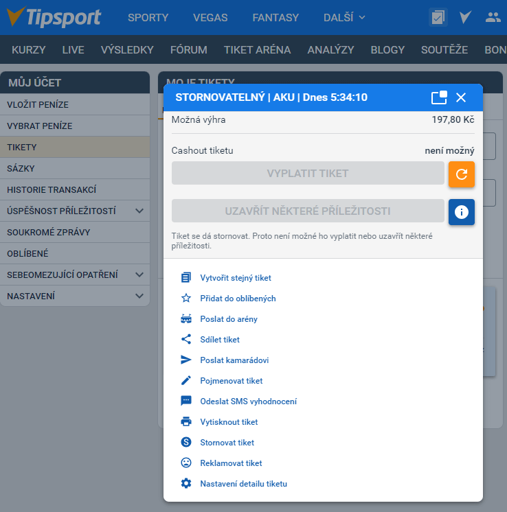 Tipsport storno tiketu - Jak zrušit sázku u Tipsportu?