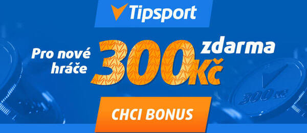 Tipsport nabízí bonus 300 Kč zdarma za registraci