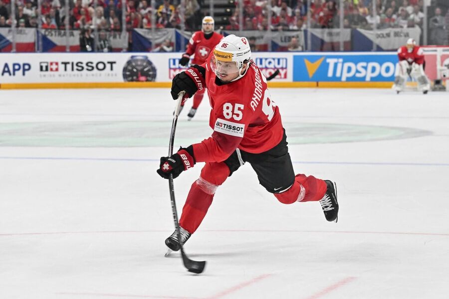 Sven Andrighetto patří k nejlepším hráčům Švýcarska na MS v hokeji 2024