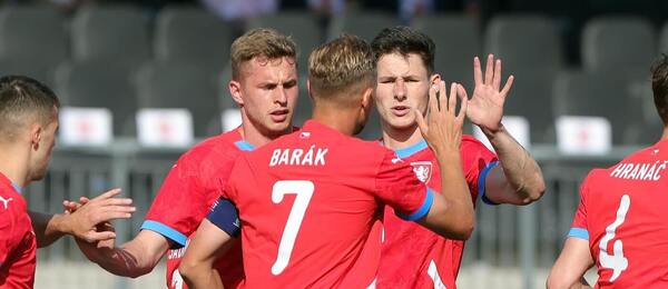 Čeští fotbalisté se radují z gólu v přípravném utkání proti Maltě