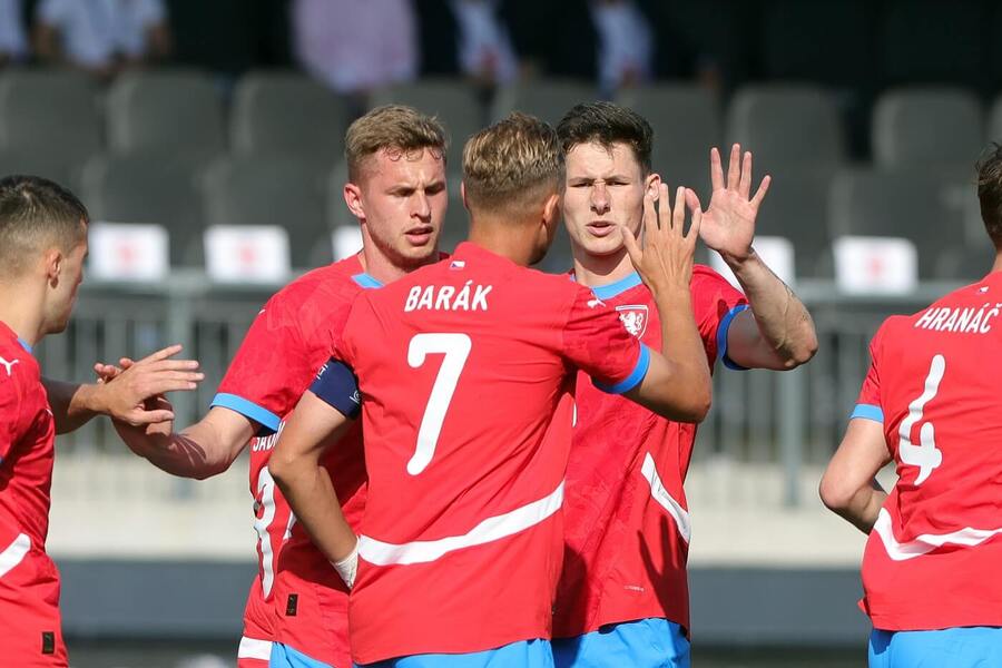 Čeští fotbalisté se radují z gólu v přípravném utkání proti Maltě