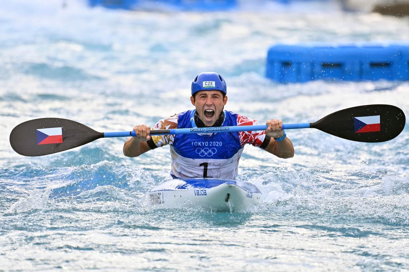 Vodní slalom na Letních olympijských hrách 2024, fotka z LOH 2020, kdy Jiří Prskavec získal zlatou medaili