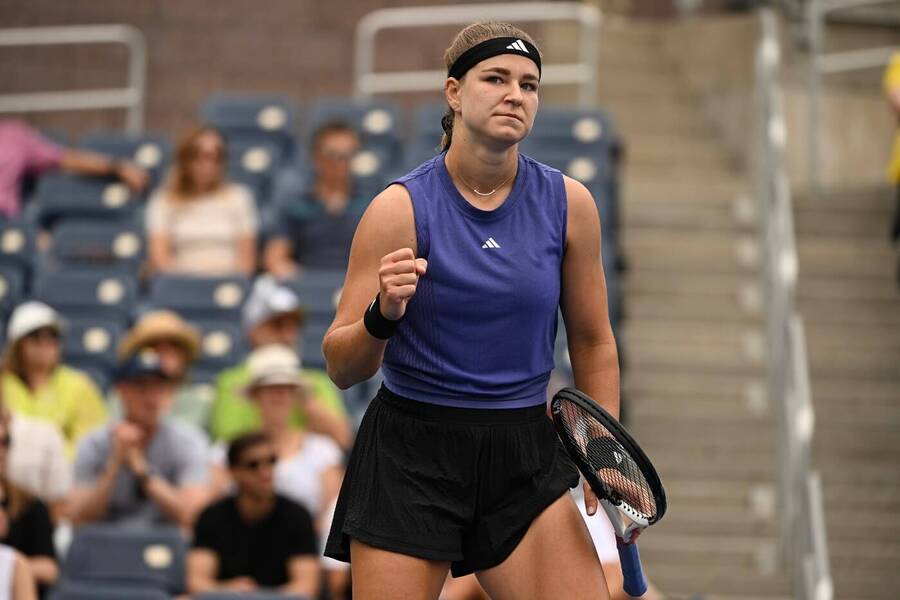 Tenis, WTA, Karolína Muchová se raduje z vítězství na US Open, grandslam, New York