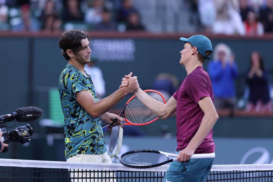 Jannik Sinner a Taylor Fritz na turnaji v Indian Wells