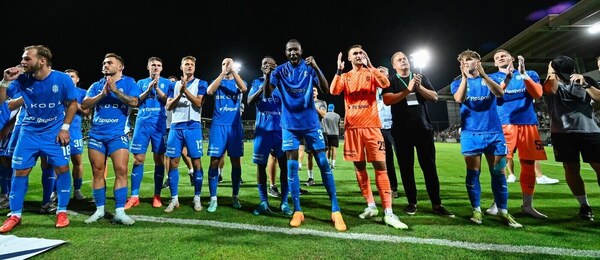 Fotbalisté Mladé Boleslavi se radují z postupu do Konferenční ligy