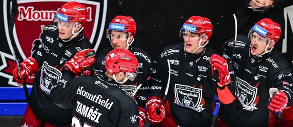 Hokej, česká extraliga; Alex Tamáši slaví jeden z 9 gólů Hradce Králové v minulém kole, dnes Mountfield HK hostí Litvínov