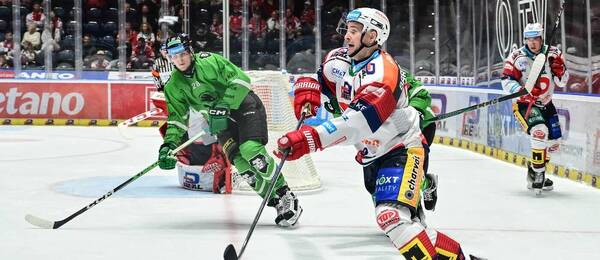 Pavol Skalický (Bruslaři) a Roman Červenka (Dynamo) v zápase hokejové extraligy, Mladá Boleslav a Pardubice se utkají i v dnešním 17. kole