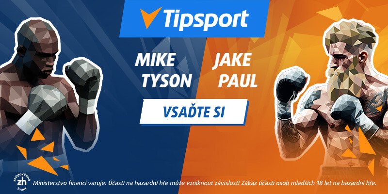 Vsaďte si na boxerský zápas Mike Tyson vs. Jake Paul u Tipsportu.