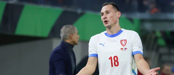 Jan Bořil během utkání Ligy národů proti Albánii