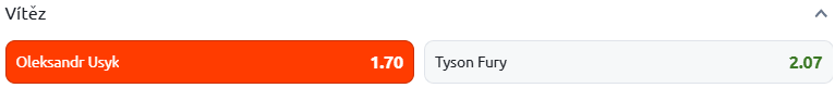 Tip na boxerský zápas mezi Tysonem Fury a Oleksandrem Usykem. (21. 12. 2024 zhruba od 23:00). Vsaďte si na svého favorita u Betana.