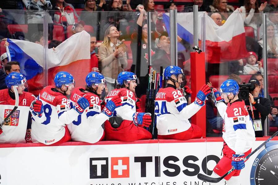 Jakub Štancl slaví jediný gól české reprezentace v semifinále MS U20 2025, Česko dnes hraje o bronz se Švédskem