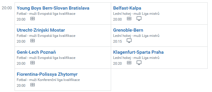 TV Tipsport - program live streamů Ligy mistrů v hokeji v záložce TV TV Tipsport - program live streamů Ligy mistrů v hokeji v záložce TV